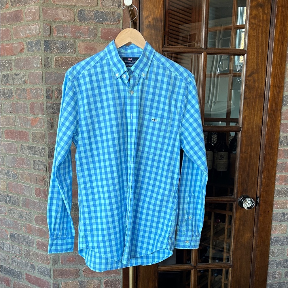 Vineyard Vines Blue and White Checkered Shirt